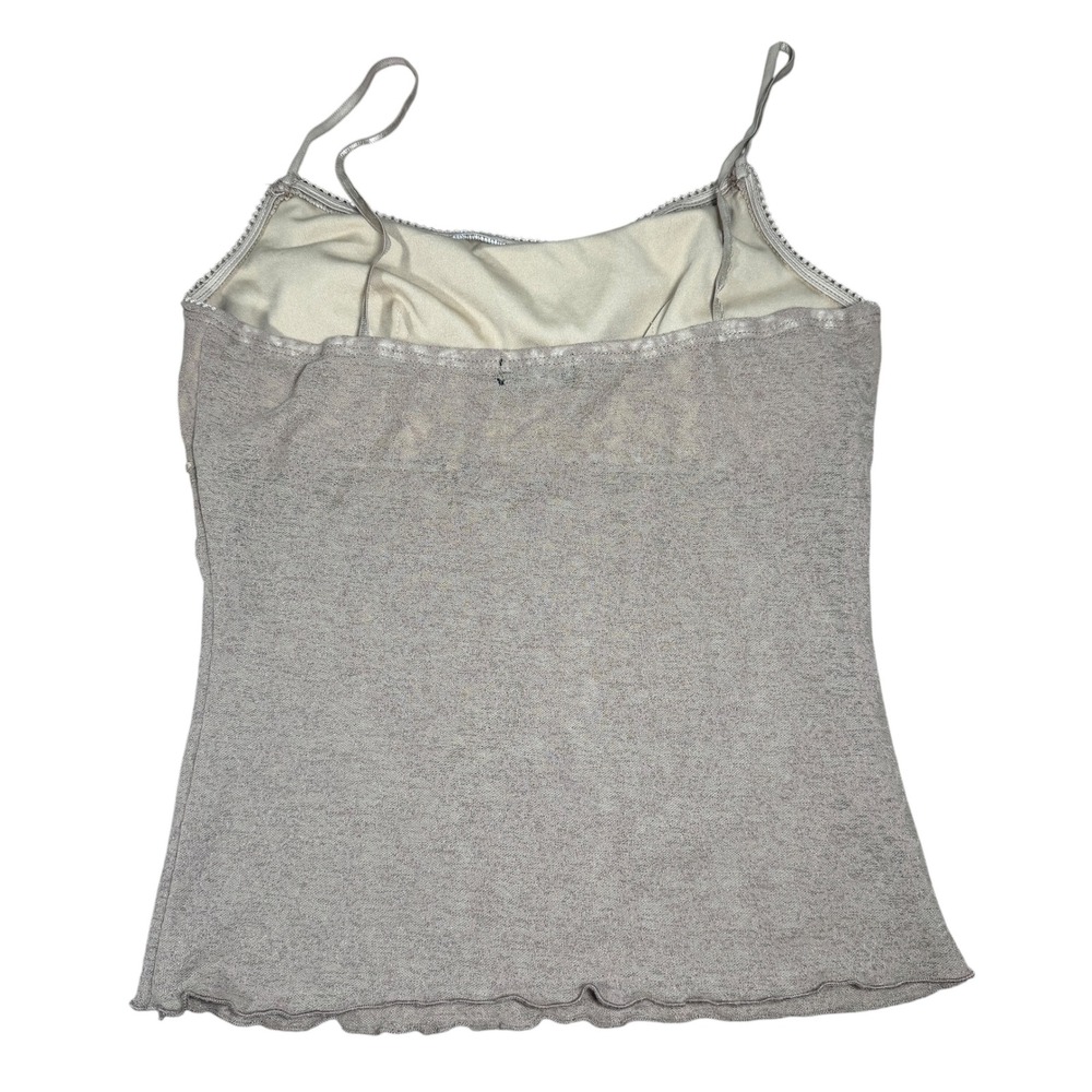 Wet Seal Y2K Babydoll Tank Top Dainty Ribbon Lace Trim Small Beige - Picture 2 of 6
